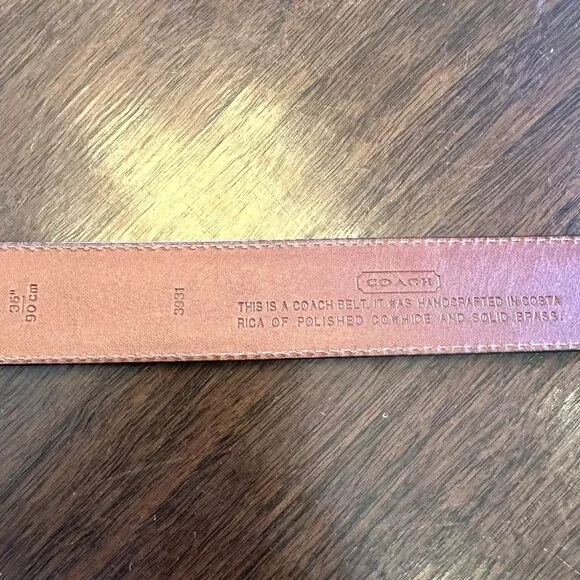 EUC Coach Cordovan Burgundy Leather Classic Belt Brass Buckle Men's Size 36 - Picture 4 of 5